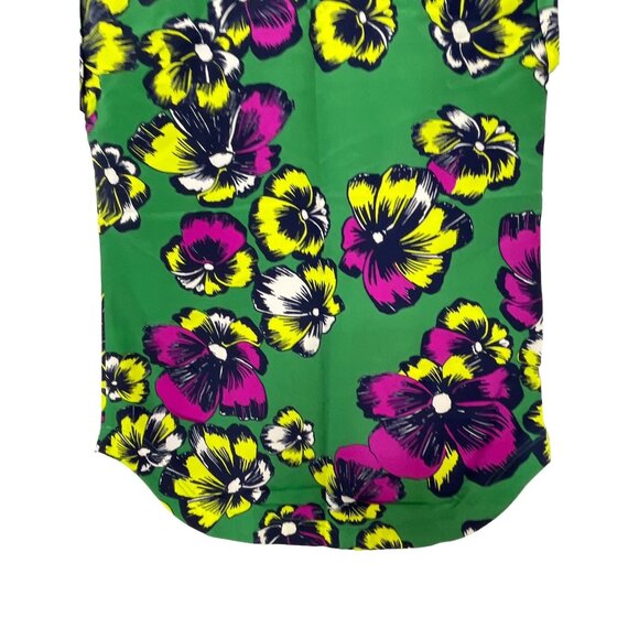 J Crew Top Womens Sz 00 XXS Shirt Tank Blouse Boho Floral Tropical Green Casual - Picture 12 of 12